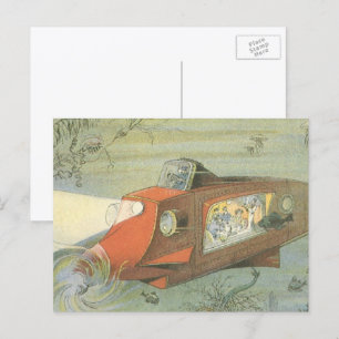 Cartão Postal Vintage Science Fiction Steampunk Subsea in Sea