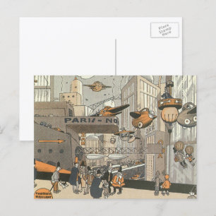 Cartão Postal Vintage Science Fiction Urban Paris, Steam Punk