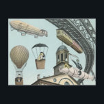 Cartão Postal Vintage Science Fiction, Victorian Steam Punk City<br><div class="desc">Imagem de viagem de ilustração venenosa e de transporte de ficção científica futurista apresentando pessoas viajando por dirigíveis,  balões de ar quente,  um trem invertido e um antigo automóvel convertível em uma metrópole vitoriana,  punk a vapor,  retrógrada à metrópole urbana.</div>