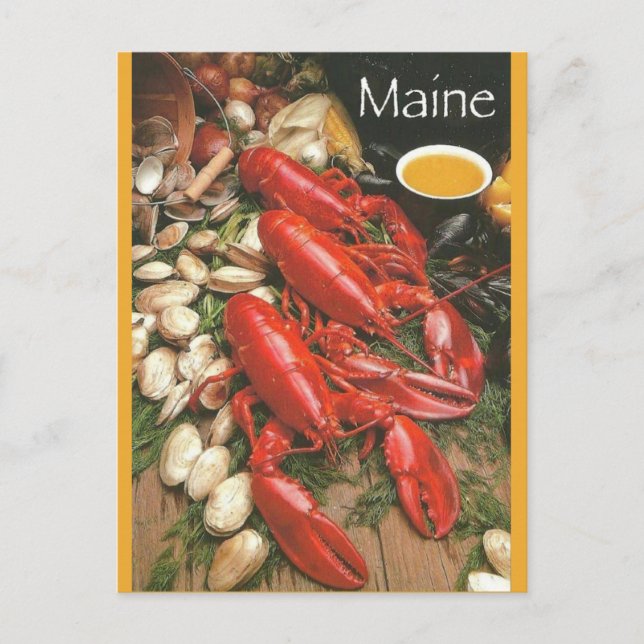 Cartão Postal Vintage Seafood no Maine Postcard (Frente)