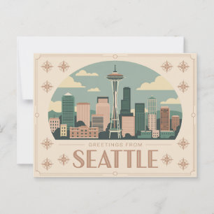 Cartão postal Vintage Seattle Saudações de Seatt