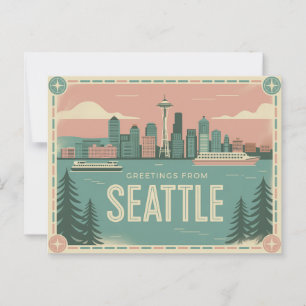 Cartão postal Vintage Seattle Saudações de Seatt