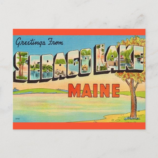 Cartão Postal Vintage Sebago Lake Maine (Frente)