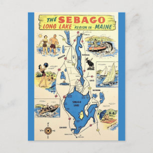 Cartão Postal Vintage Sebago Lake Maine