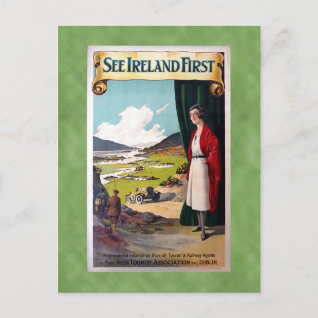Cartão Postal Vintage See Ireland First Viagem (Frente)