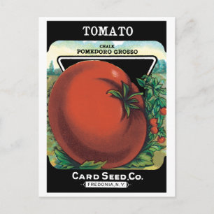 Cartão Postal Vintage Seed Packet Label Art, Tomato Pomodoro