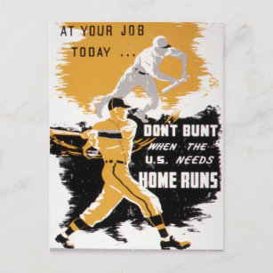 Cartão Postal Vintage Segunda Guerra Mundial Não Bata Beisebol