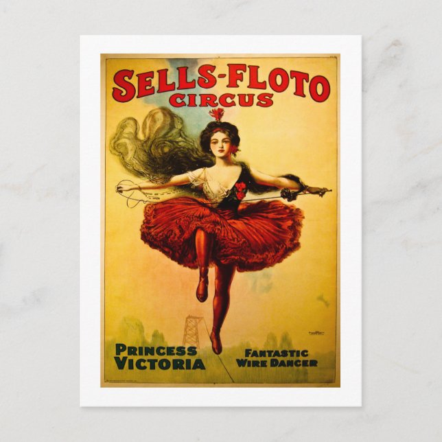 Cartão Postal Vintage Sells-Floto Circus Poster (Frente)