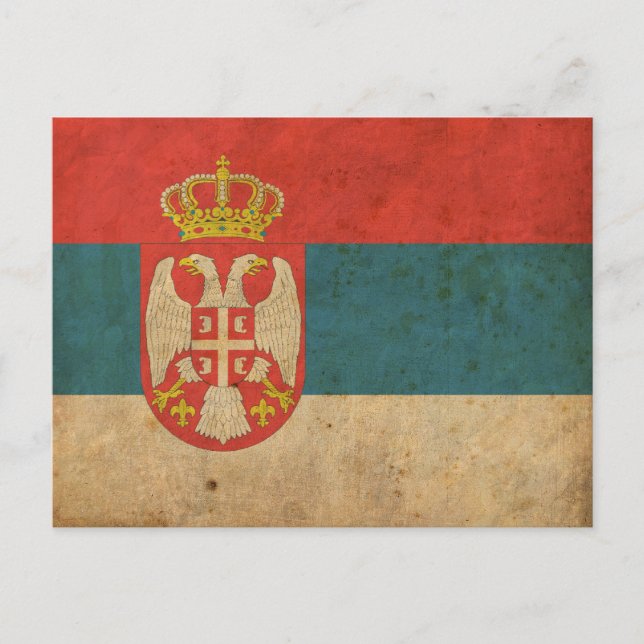 Cartão Postal Vintage Sérvia Flag (Frente)