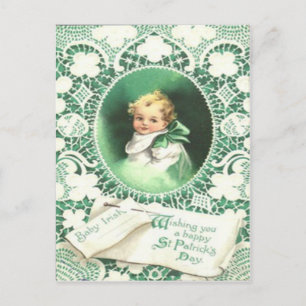 Cartão Postal Vintage Shamrocks Emerald Isle Dia de São Patríc