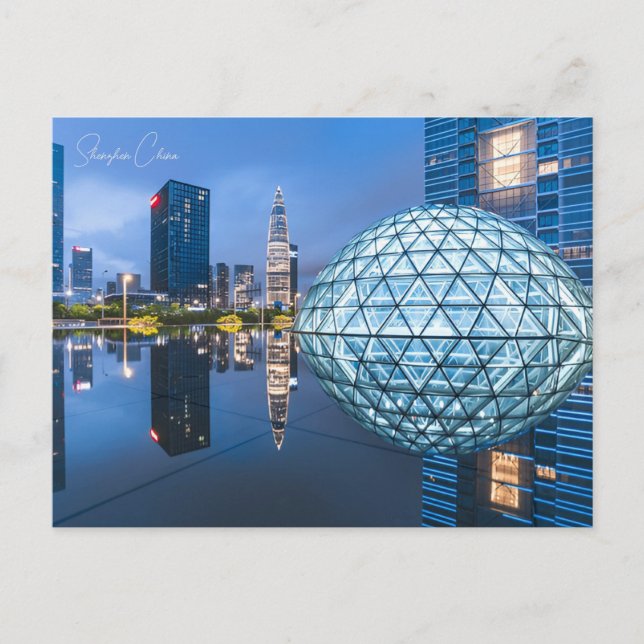 Cartão Postal Vintage shenzhen China Viagem aquarela chinesa (Frente)