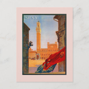 Cartão Postal Vintage Siena, propaganda viagem italiana