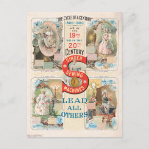 Cartão Postal Vintage Singer Sewing Machine Ad