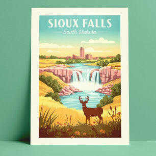 Cartão Postal Vintage Sioux Falls South Dakota