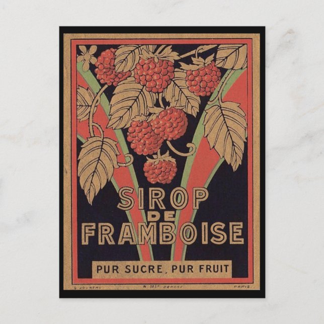 Cartão Postal Vintage Sirop de Framboise Ad (Frente)