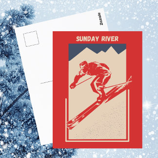 Cartão Postal Vintage Ski Maine Resort Sunday River