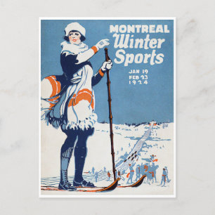 Cartão Postal Vintage Ski Montreal Canadá Esportes de inverno