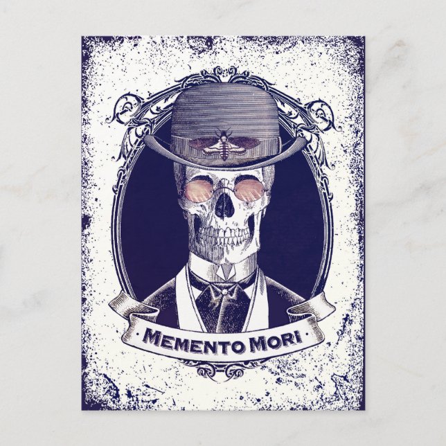 Cartão postal Vintage Skull Art Memento Mori (Frente)