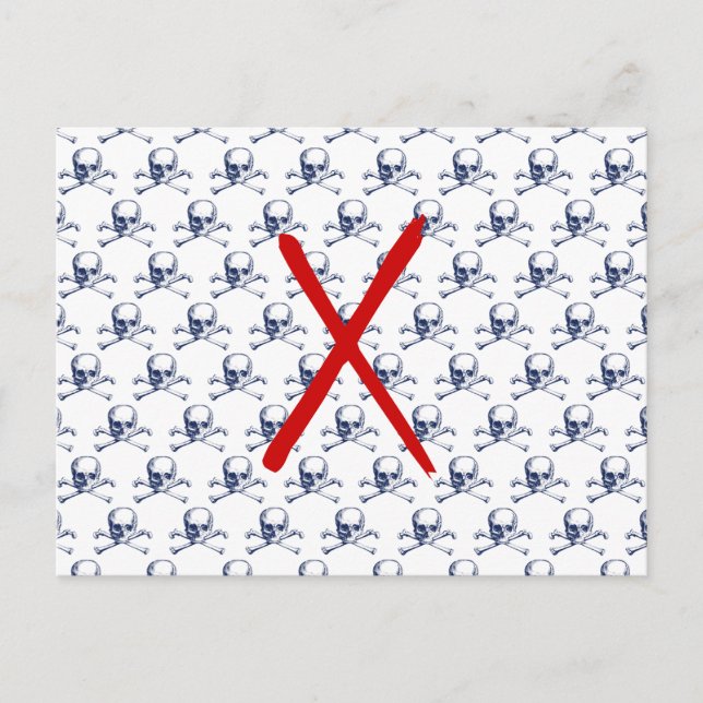 Cartão Postal Vintage Skull & Crossbones (Frente)