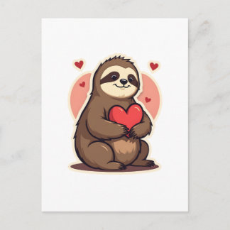 Cartão Postal Vintage Sloth Valentine Cute Retro Love Design 2
