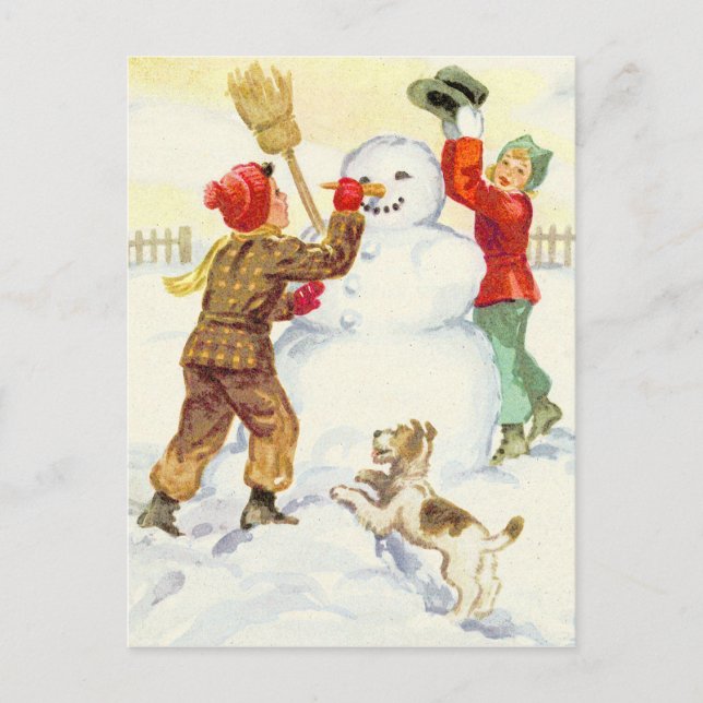 CARTÃO POSTAL VINTAGE SNOW DAY PLAY (Frente)