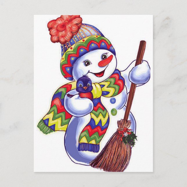Cartão Postal Vintage Snowman (Frente)