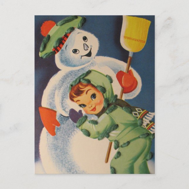 cartão postal Vintage Snowman (Frente)