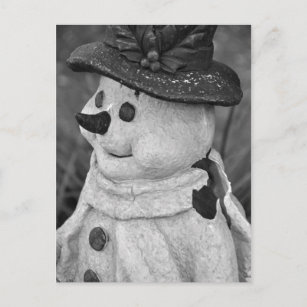 Cartão Postal Vintage Snowman, sopro de bolor fotográfico B/W Fe