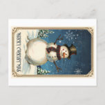 Cartão Postal Vintage Snowmans: Feliz Natal<br><div class="desc">Transporte-se para uma era passada com o "Cartão Saudável de Vintage Snowman: Feliz Natal". Um boneco de neve nostálgico, reminiscente de anos passados, agarra a frente, exumenta o calor. O cartão deseja um Feliz Natal, convidando os beneficiários para uma terra maravilhosa de inverno eterno cheia de charme festivo e torcida...</div>