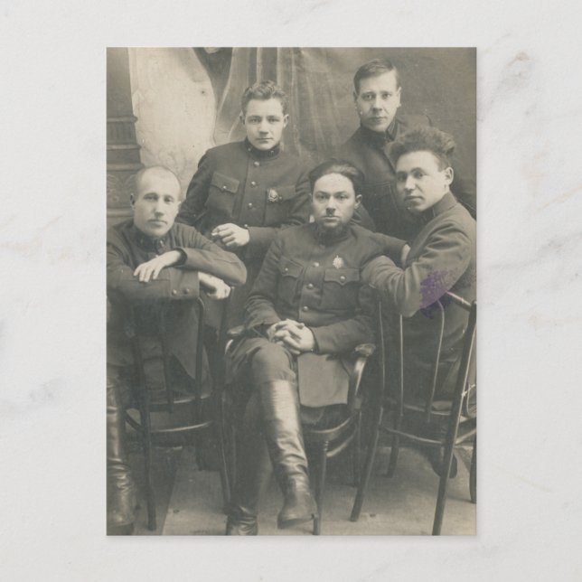 Cartão Postal Vintage soldados russos (Frente)