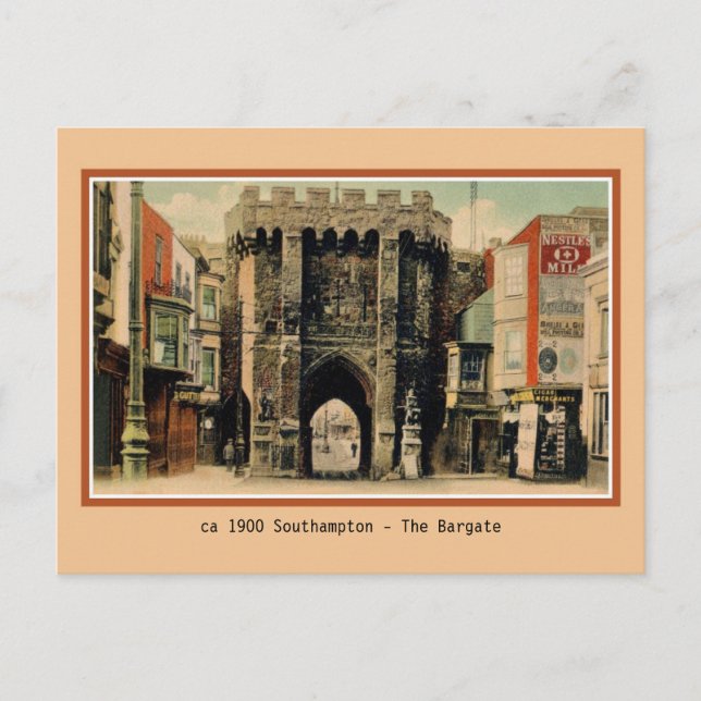 Cartão Postal Vintage Southampton O Bargate (Frente)