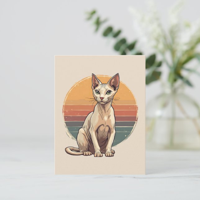 Cartão Postal Vintage Sphynx Cat Mom Retro Art (Em pé/Frente)