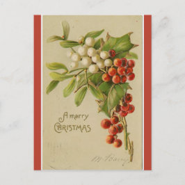 Cartão Postal Vintage Sprigs of Mistletoe Holly Christmas