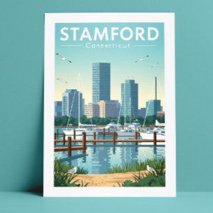 Cartão Postal Vintage Stamford Connecticut