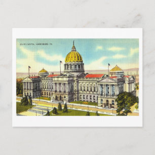 Cartão Postal Vintage State Capitol em Harrisburg, Pensilvânia