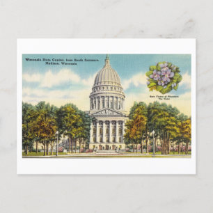 Cartão Postal Vintage State Capitol em Madison, Wisconsin