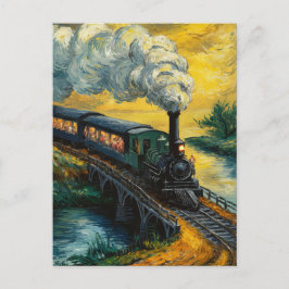 Cartão Postal Vintage Steam Engine Train oil Painting