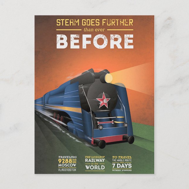 Cartão postal Vintage Steam Locomotive to Moscou (Frente)