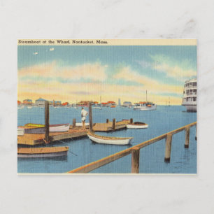 Cartão Postal Vintage Steamboat Wharf, Nantucket, Massachusetts
