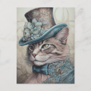 Cartão Postal Vintage Steampunk Cat.