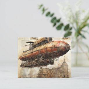 Cartão Postal Vintage Steampunk Zeppelin (3)