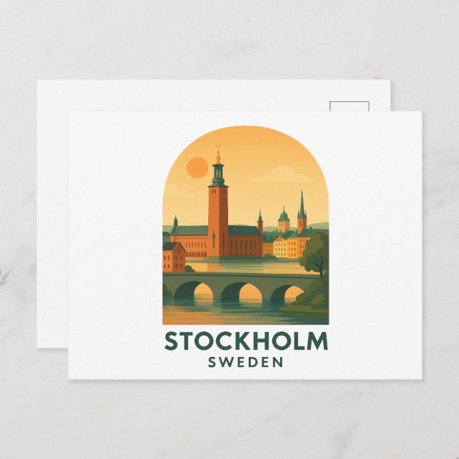 Cartão Postal Vintage Stockholm Sweden Travel – Scandinavian  (Frente/Verso)