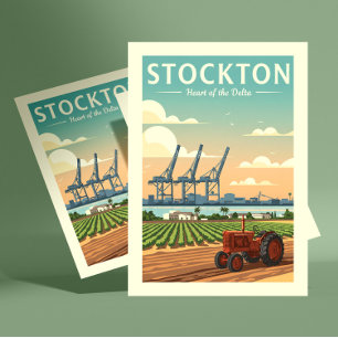 Cartão Postal Vintage Stockton California