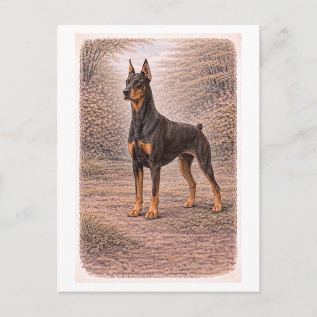 Cartão Postal Vintage-Style Doberman Pinscher (Frente)