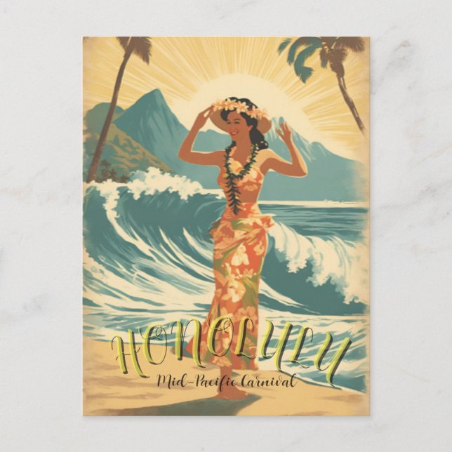 Cartão Postal Vintage Style Hawaii Viagem (Frente)