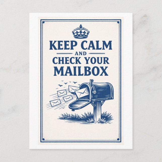 Cartão Postal Vintage-Style "Keep Calm" Mailbox  (Frente)
