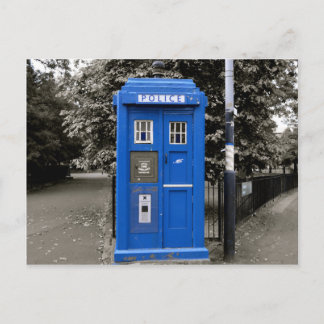 Cartão Postal Vintage Style Police Box, Glasgow, Escócia.