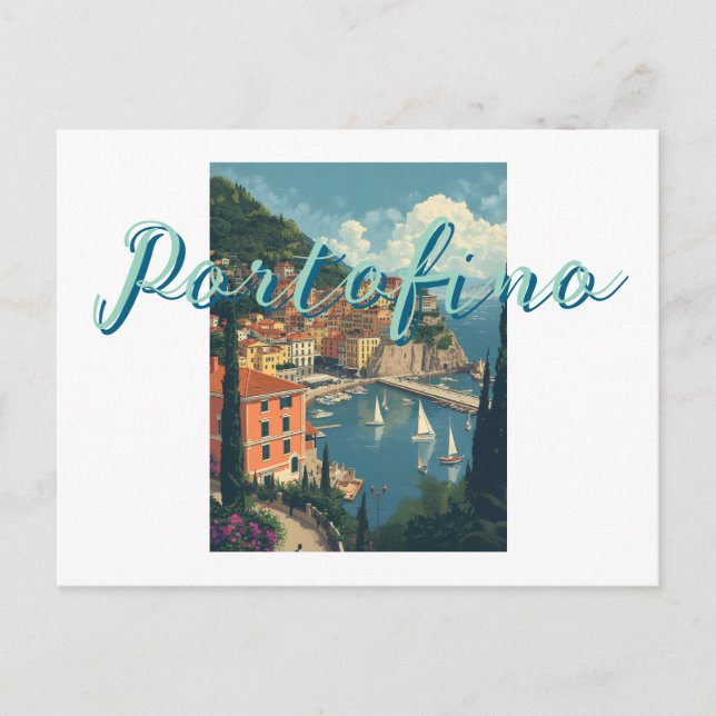 Cartão Postal Vintage Style Portofino Genova Italy (Frente)