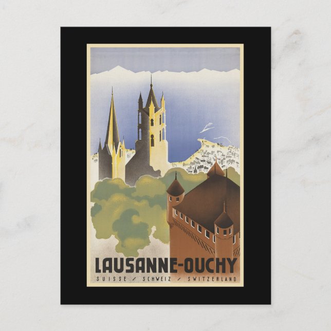 Cartão Postal Vintage Suiça Lausanne-Ouchy (Frente)