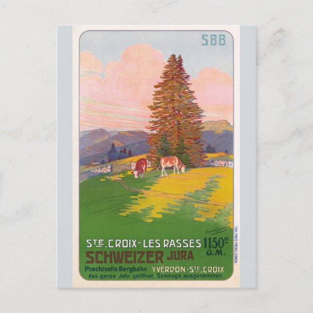 Cartão Postal Vintage Suiça Railroad Viagem Turismo (Frente)